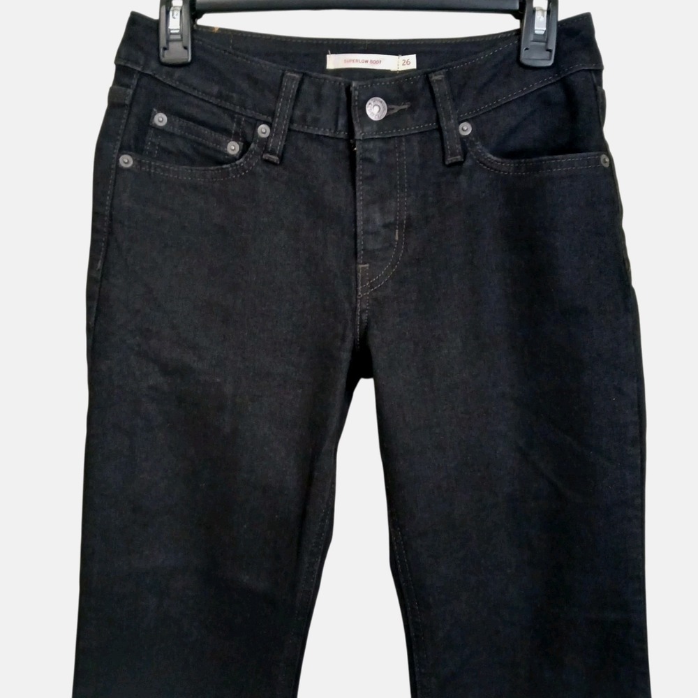 Levis Superlow Bootcut Jeans 26 Women 28x31 Black Levi's Boot Cut New NEW - Picture 3 of 15